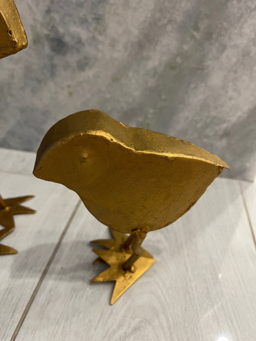 Gold Metal Bird Set - Trio of Decorative Gilded Sculptures - Picture 4 of 13